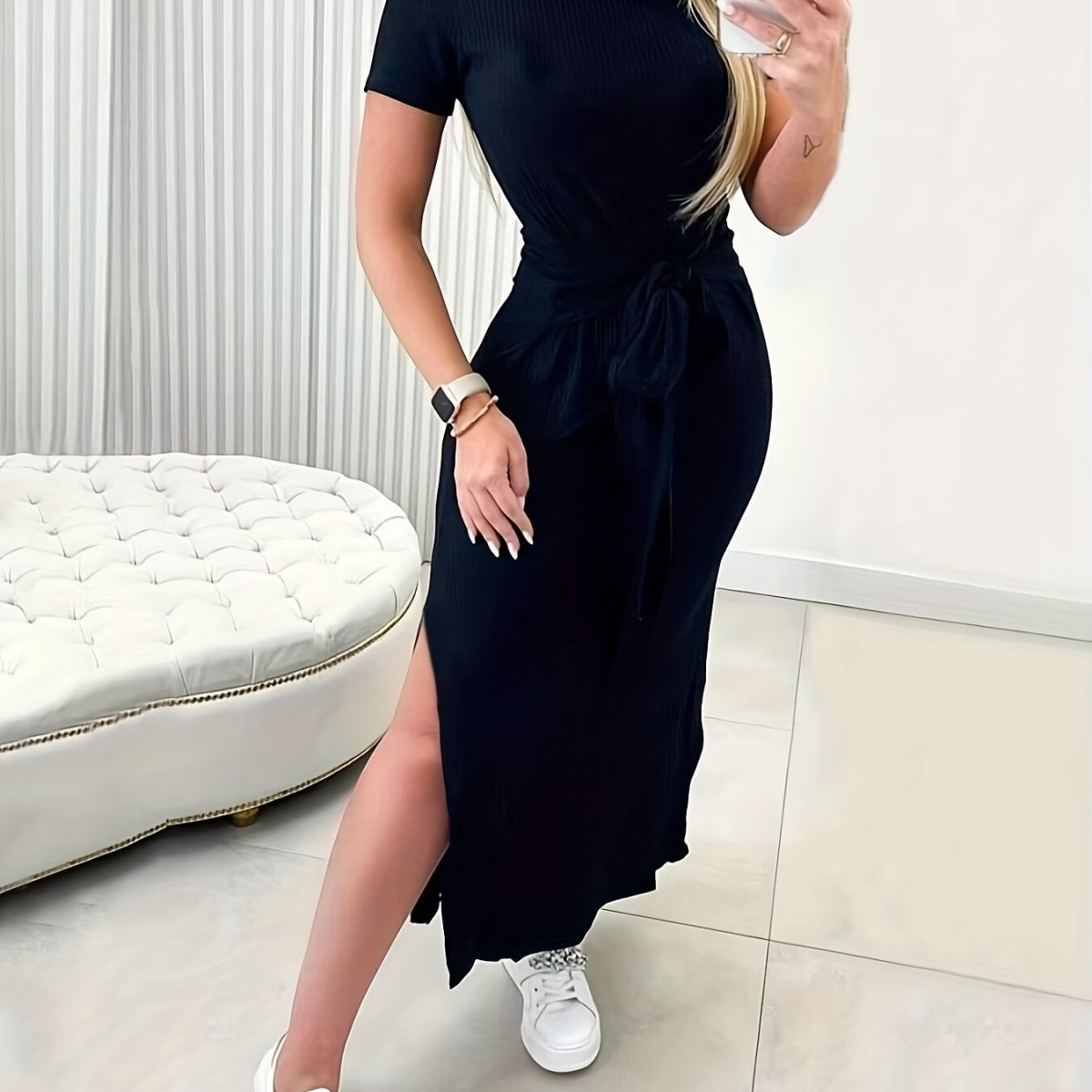 Casual Cow Print Midi Dress
