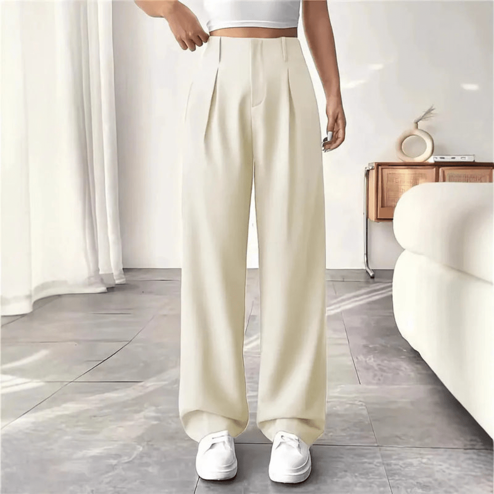High Waisted Draped Wide Leg Pants