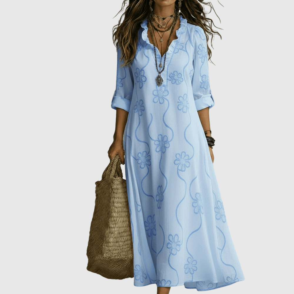 Retro Ruffle Collar A-Line Dress