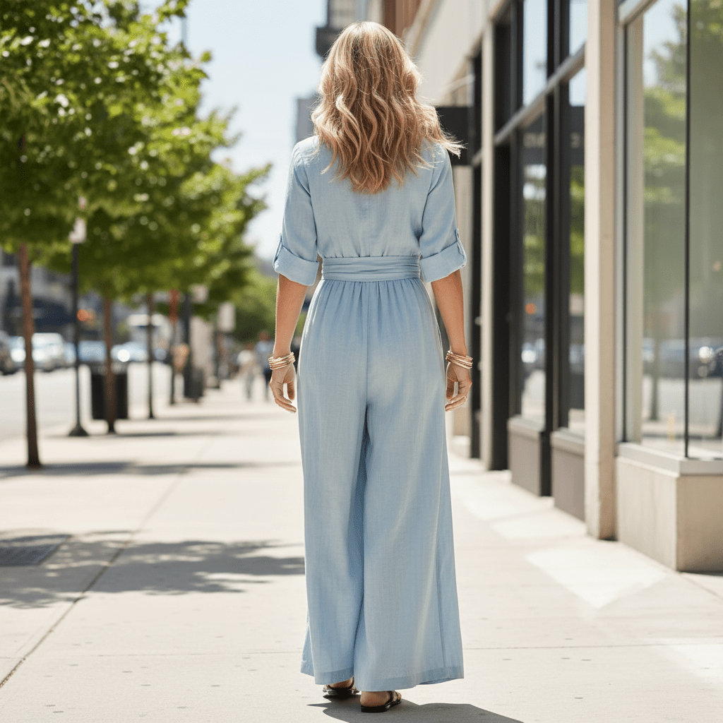 Defined Waist Cross Front Jumpsuit