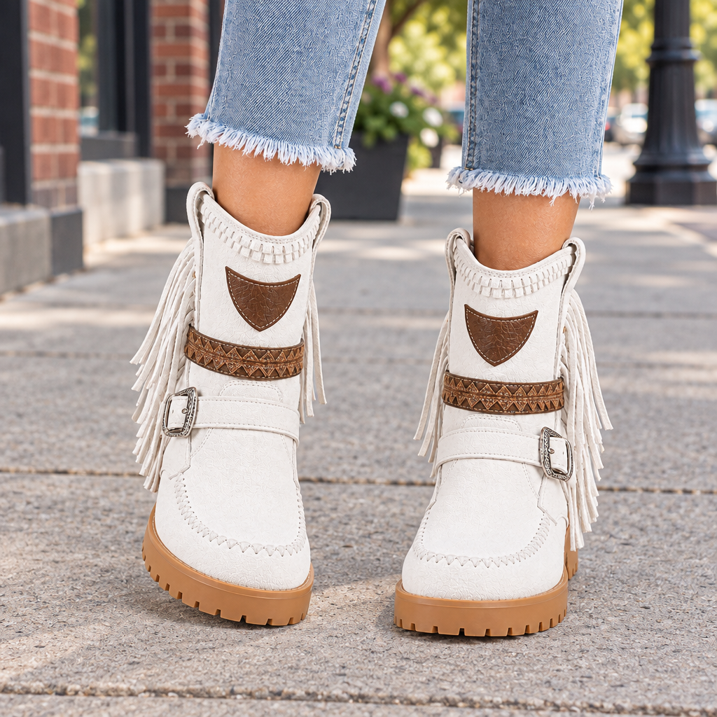 Casual Retro Belt Buckle Boots