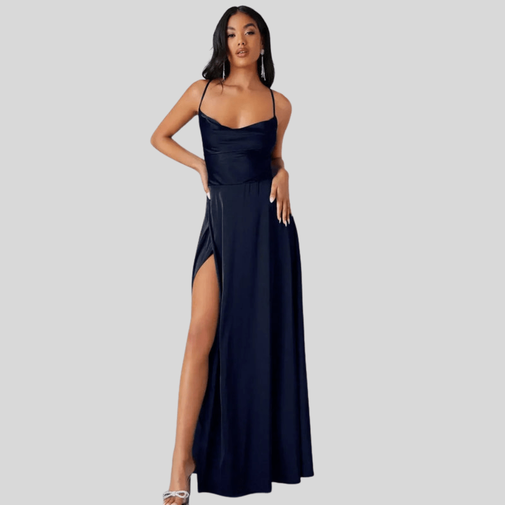 Rückenfreies Abendkleid mit drapiertem Ausschnitt