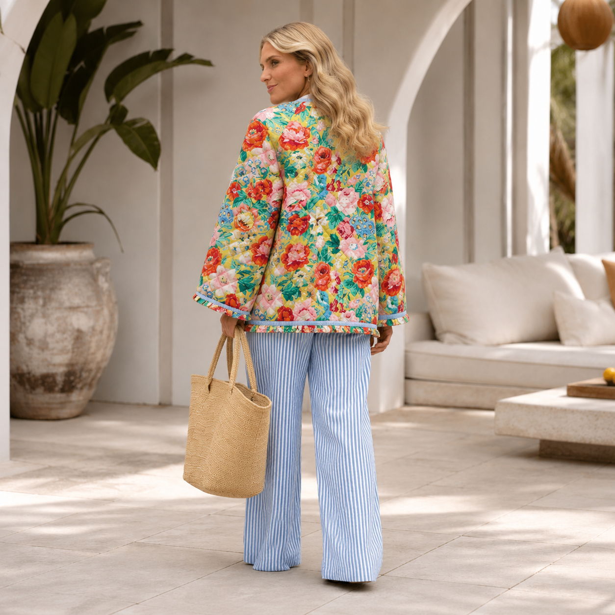 Floral Print Oversized Winter Jacket