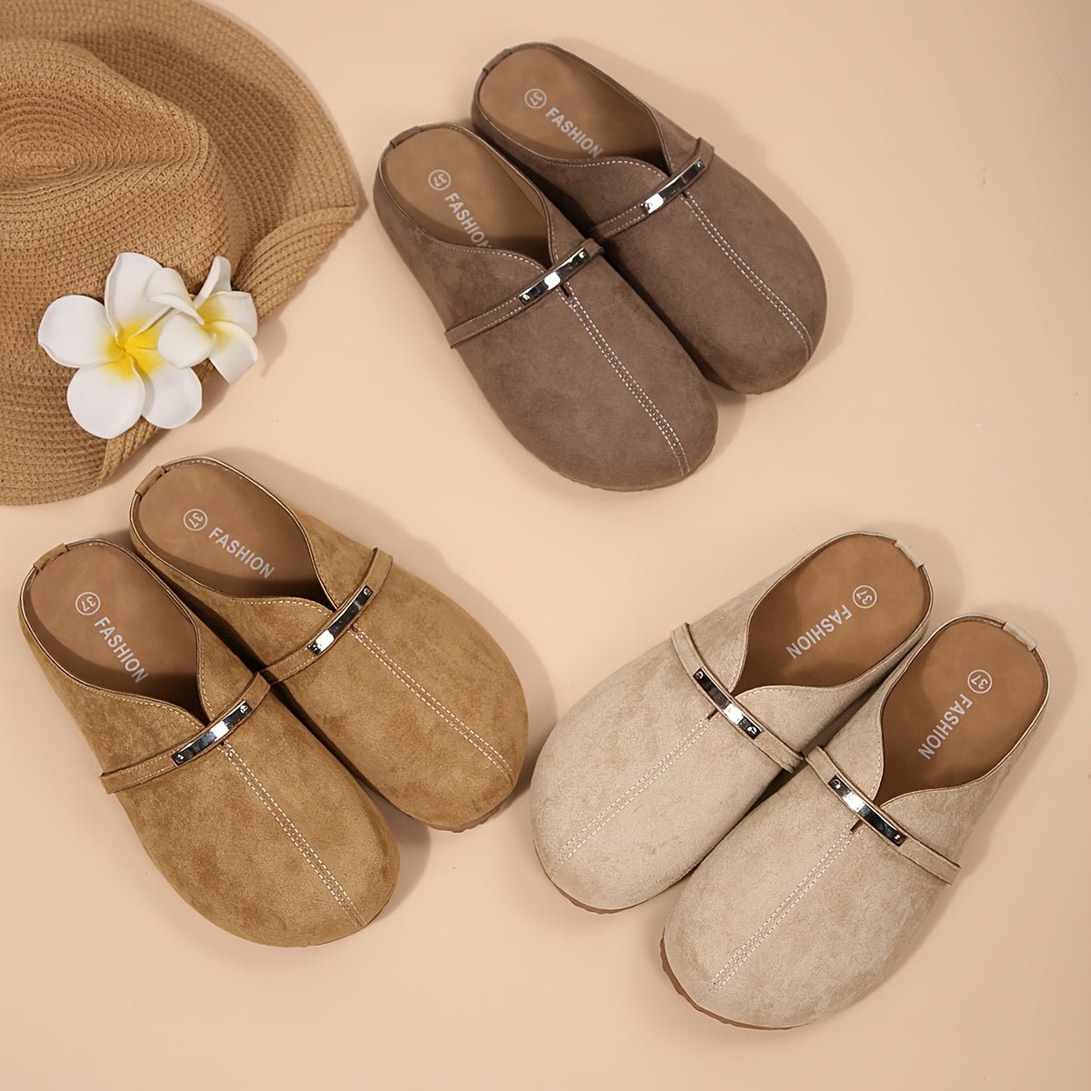 Metallische Mules mit Schnalle zum Hineinschlüpfen
