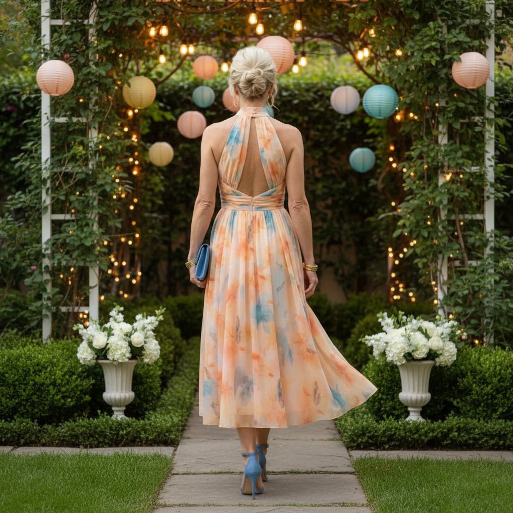 Gathered Halter Midi Dress for Warm Days