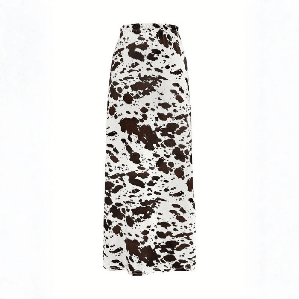 Autumnal Cow Print Midi Skirt