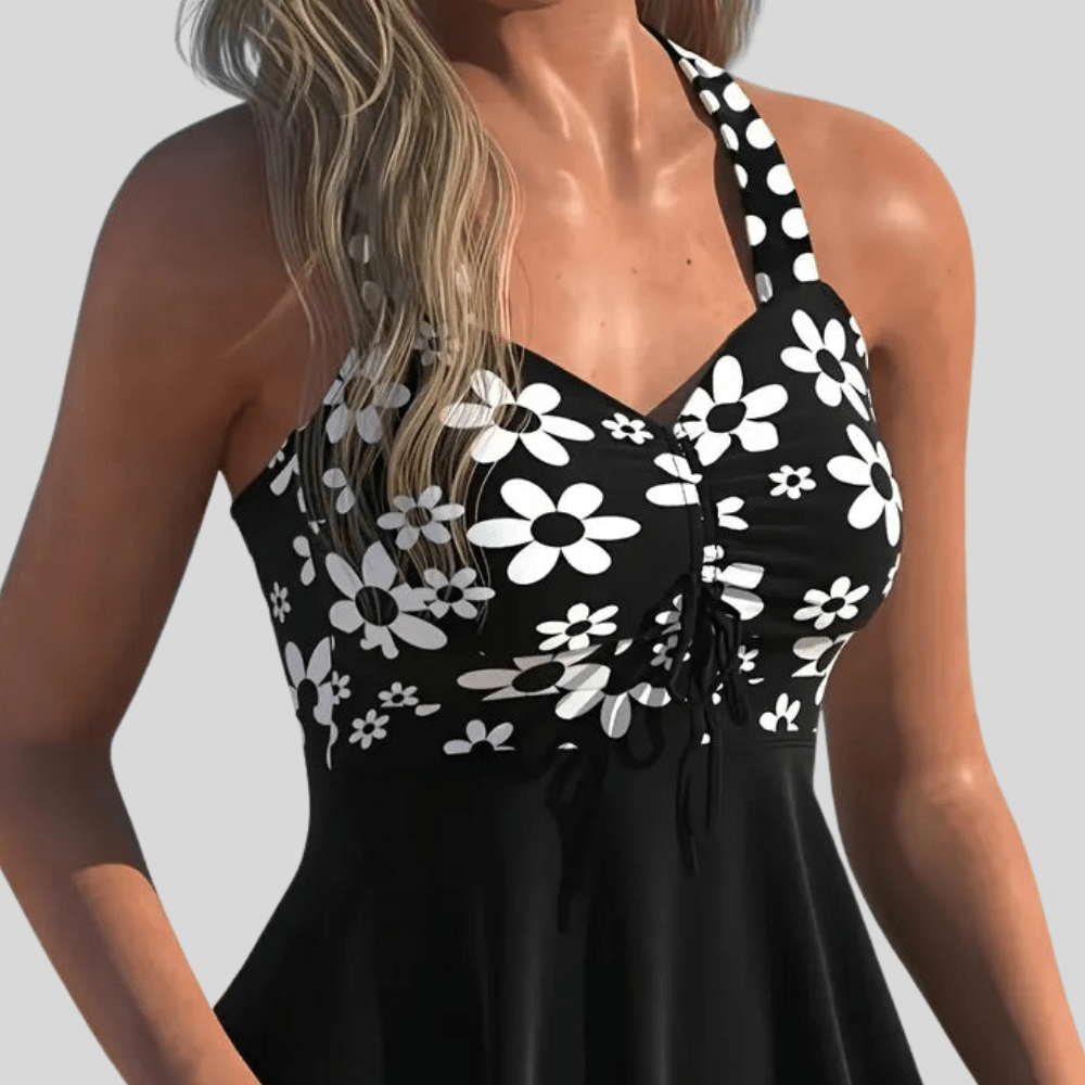Floral Halter Bikini Boxer Swim Set