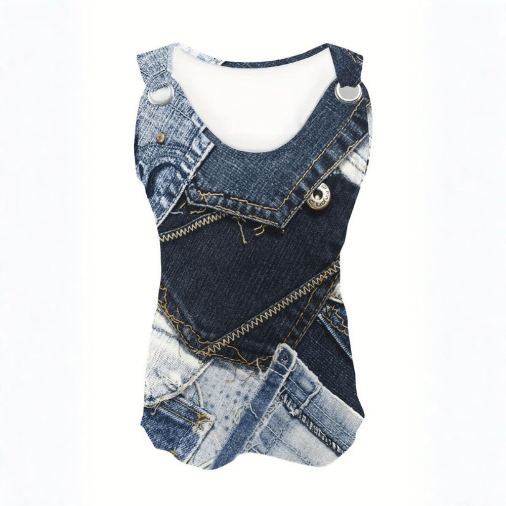 Schicke Denim-Weste mit Print