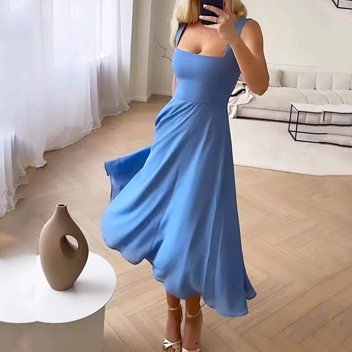 Flowy Square Neck Midi Dress