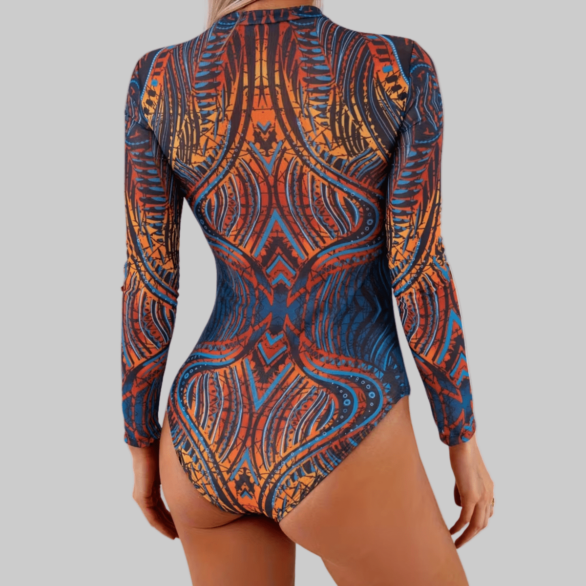 Body de baño de manga larga con estampado tribal