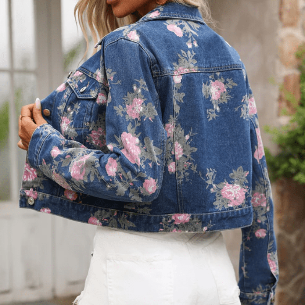Floral Denim Button Jacket