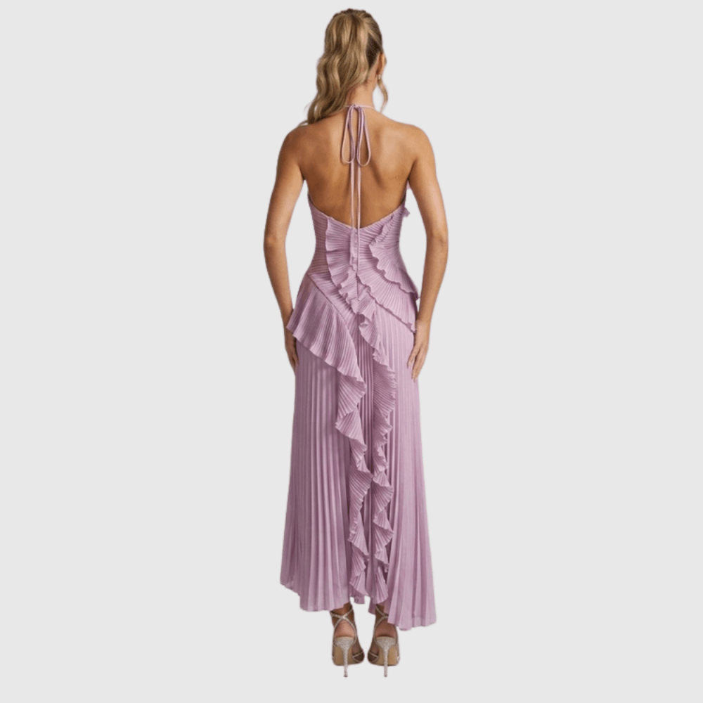 Midi-Kleid mit Neckholder und Falten