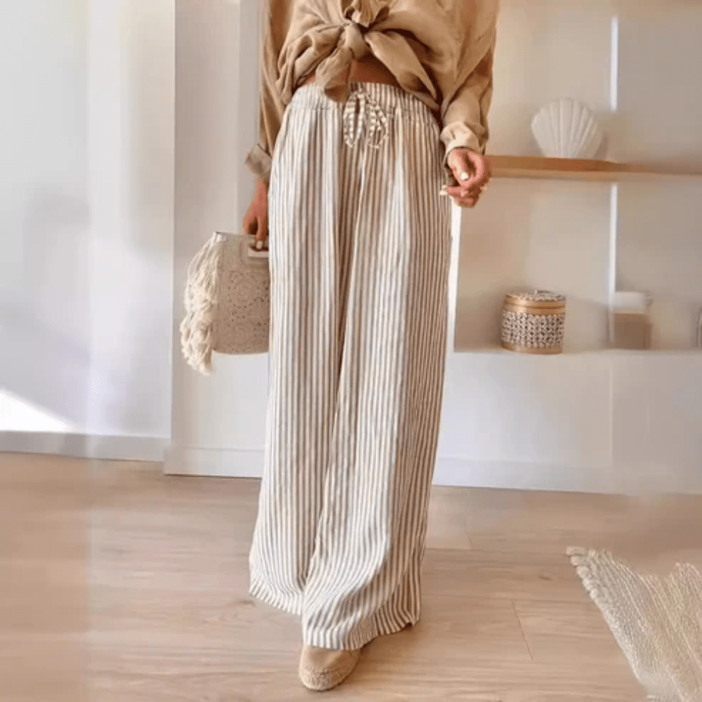 Airy Striped Wide Leg Pants