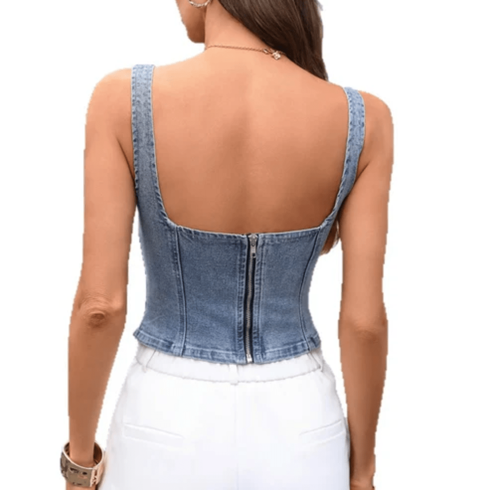 Sculpted Denim Corset Top