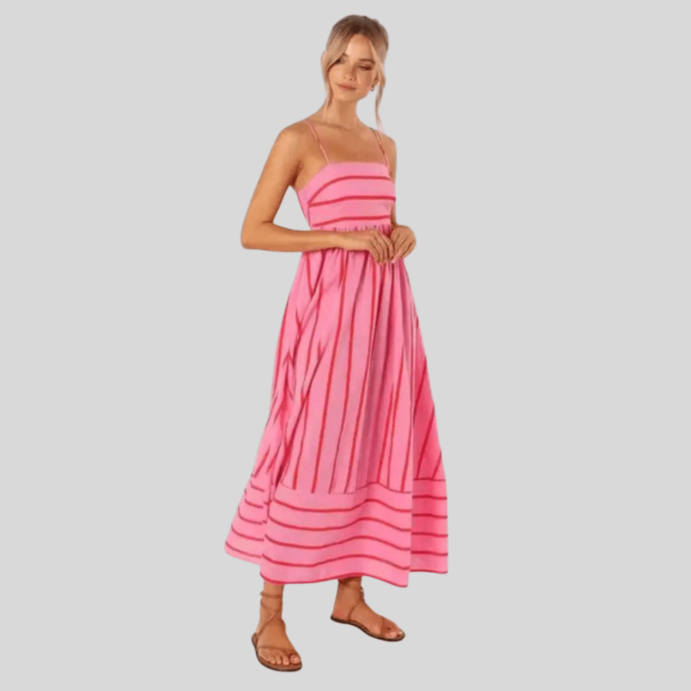 Striped Maxi Dress Backless