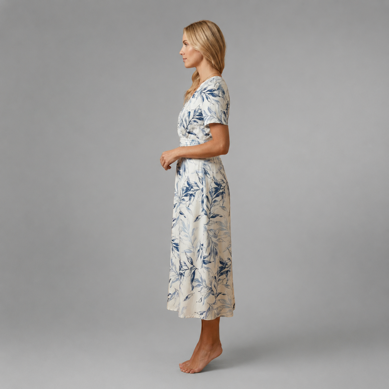 Floral V-Neck A-Line Midi Dress