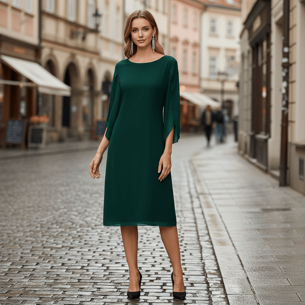 Layered Sleeve Midi Dress