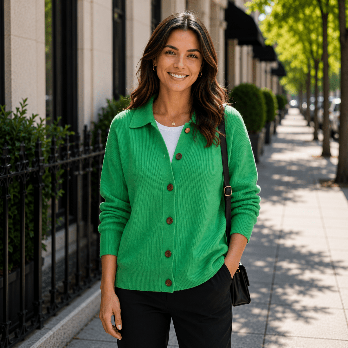 Cardigan mit Kragen und Knopfleiste für den Alltag