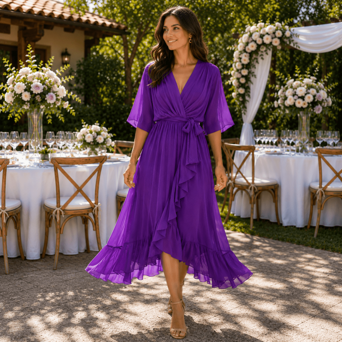 Gala Ready Midi Dress with Adjustable Waist Tie