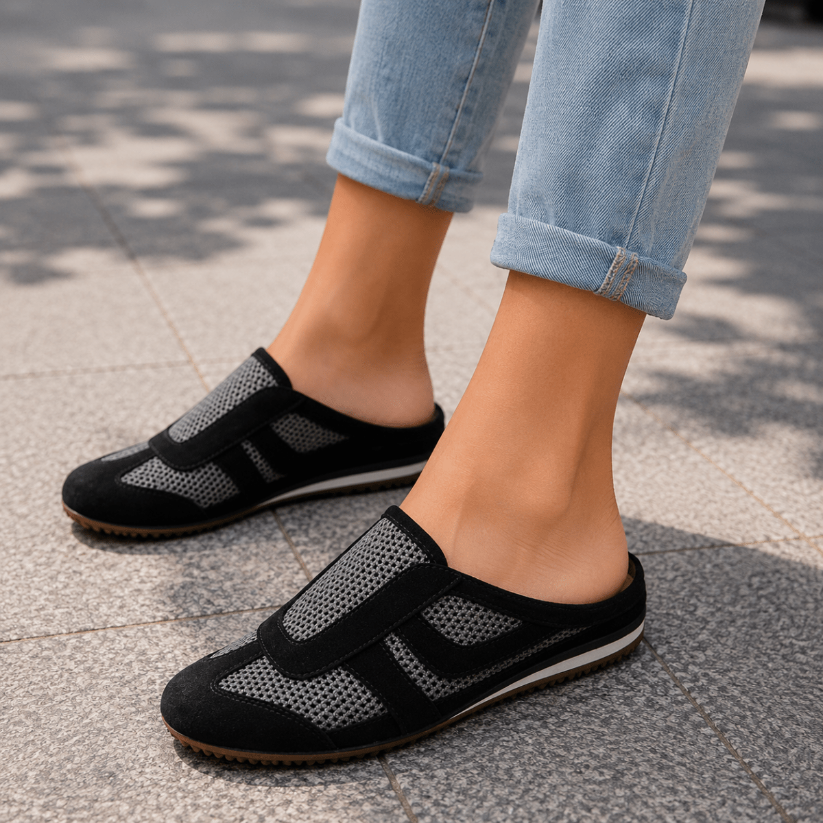Zapatillas tipo slip-on transpirables y abiertas por detrás