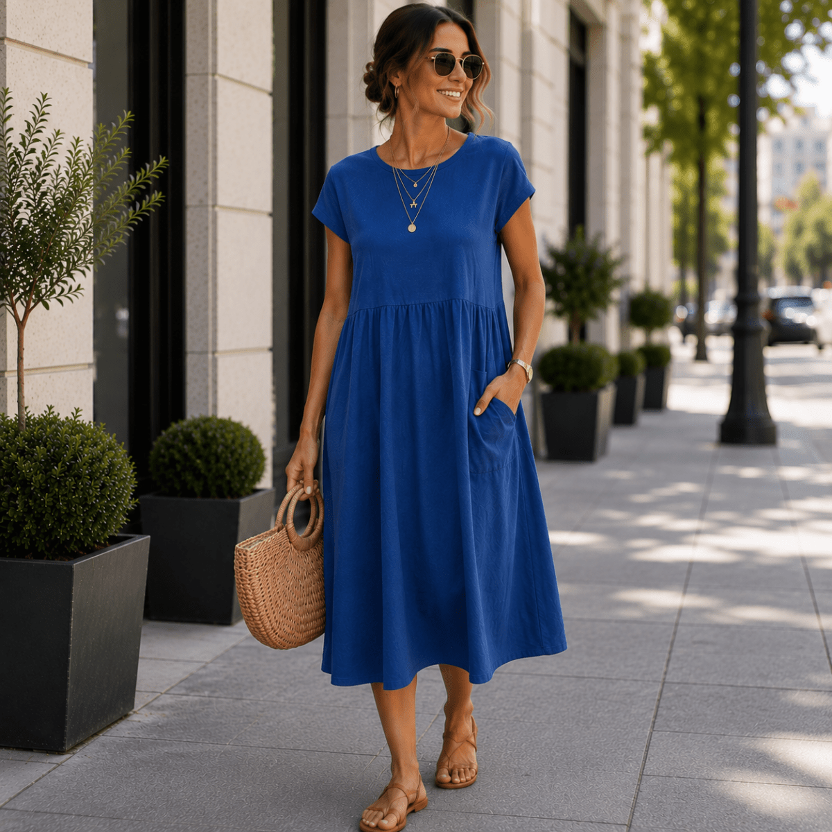 Sophisticated Dress with Soft Contoured Fit and Pockets