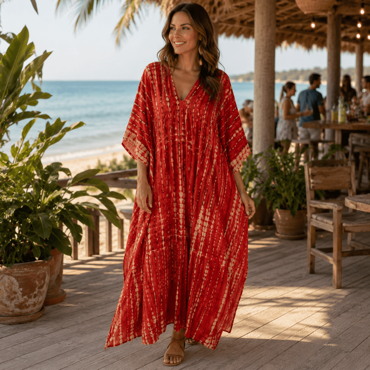 Elegant Maxi Dress with Relaxed Caftan Inspired Style