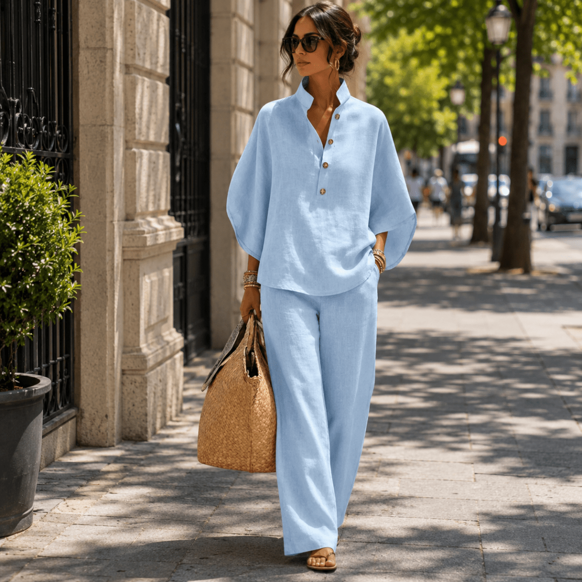 Entspanntes Weites-Hosen-Set für Damen