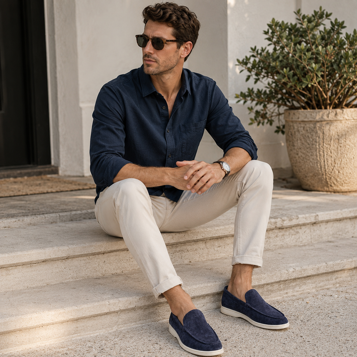 Contrast Sole Casual Loafer Shoes