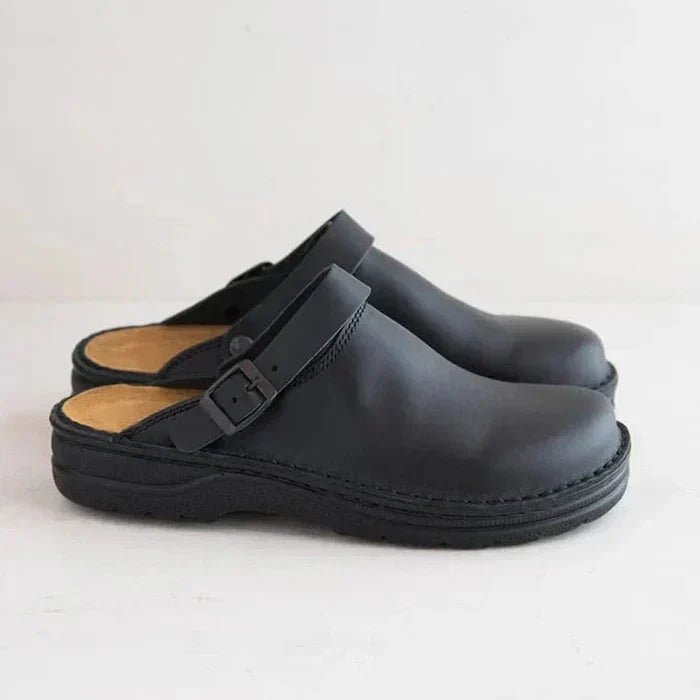 Cozy Leather Clogs Slip On