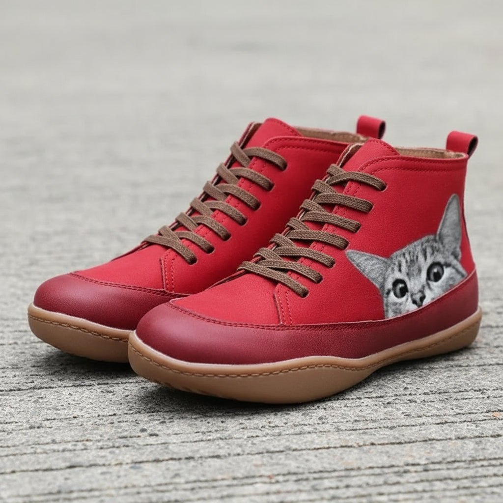 Playful Casual Cat Ankle Boots