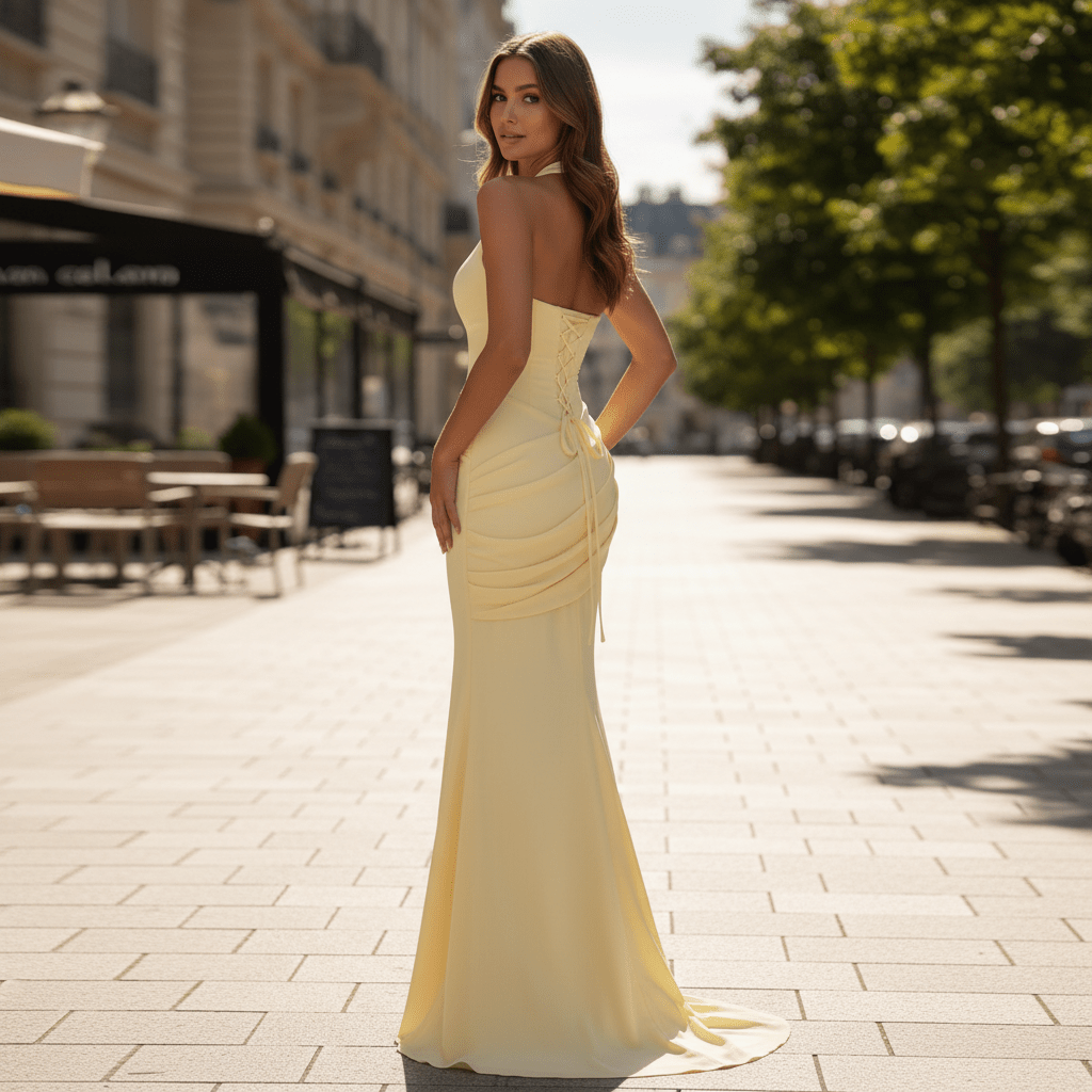 Maxikleid mit weichem Fall und Neckholder