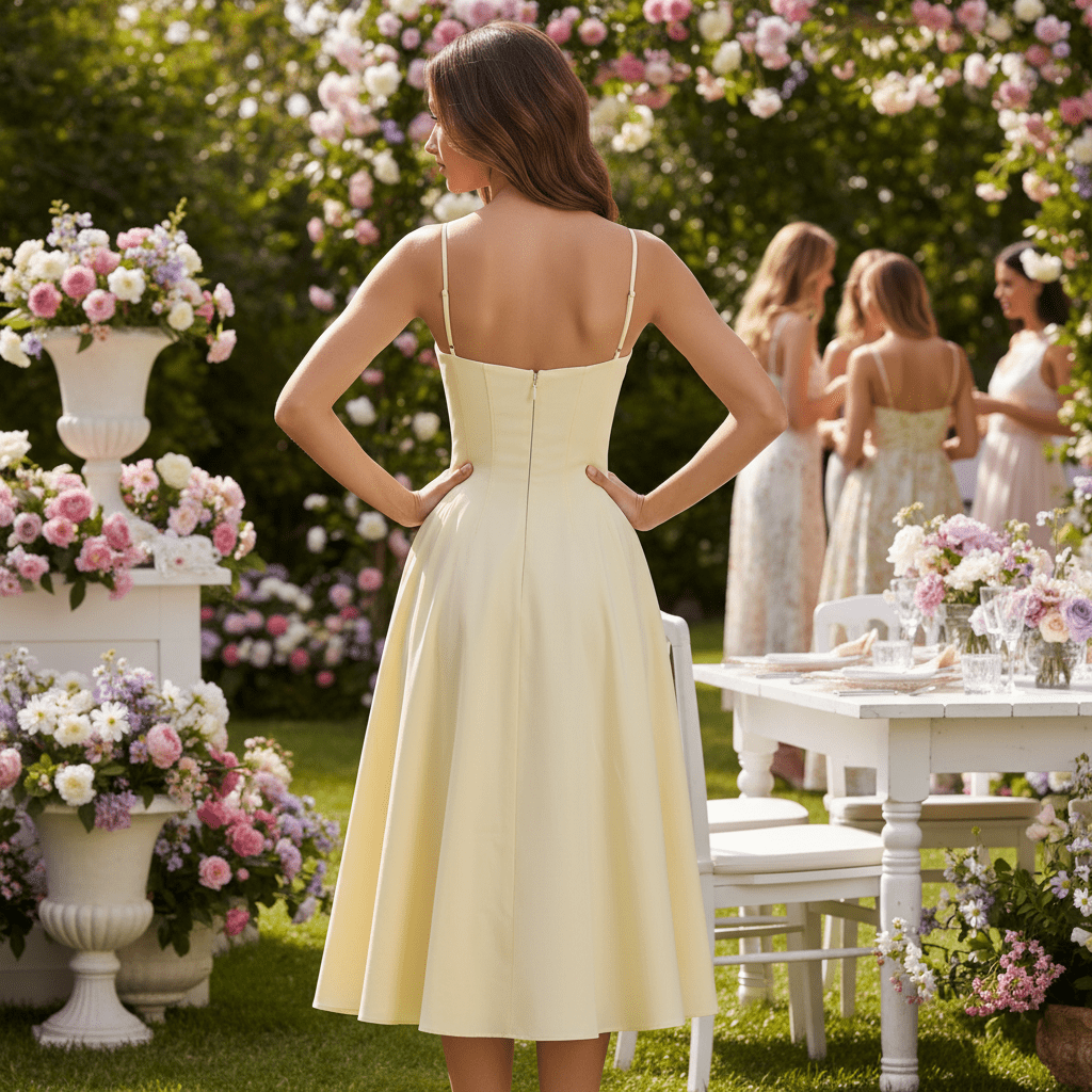 Sunshine Midi Dress with Flowy Skirt