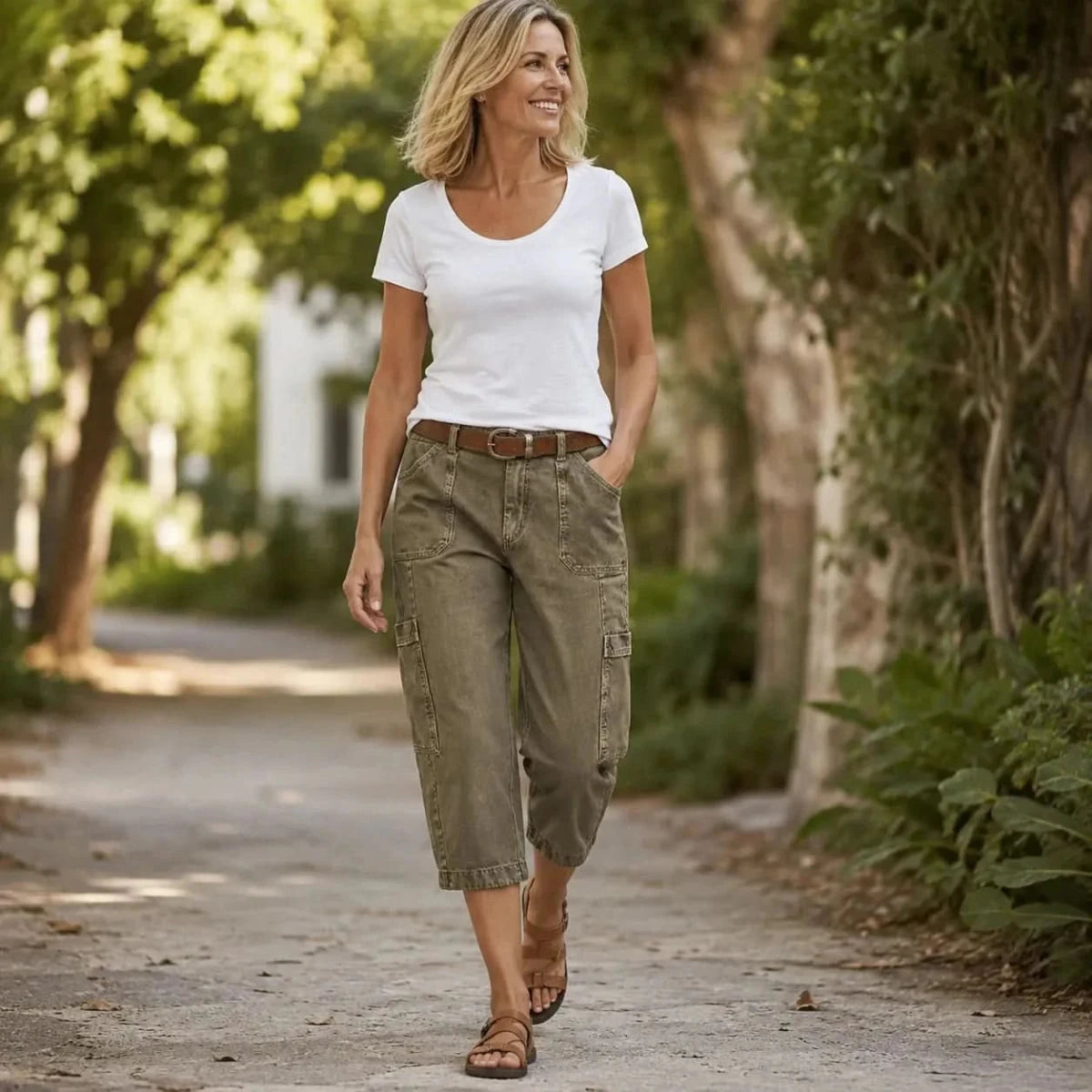 Alltags-Cargo-Capris mit tiefen Utility-Taschen