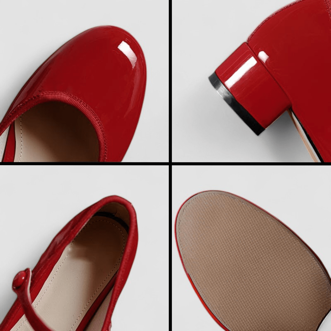 Glossy Mary Jane Heels with Buckle Strap