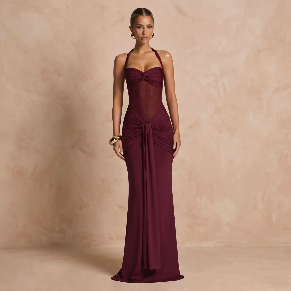 Elegant Hourglass Evening Maxi Dress