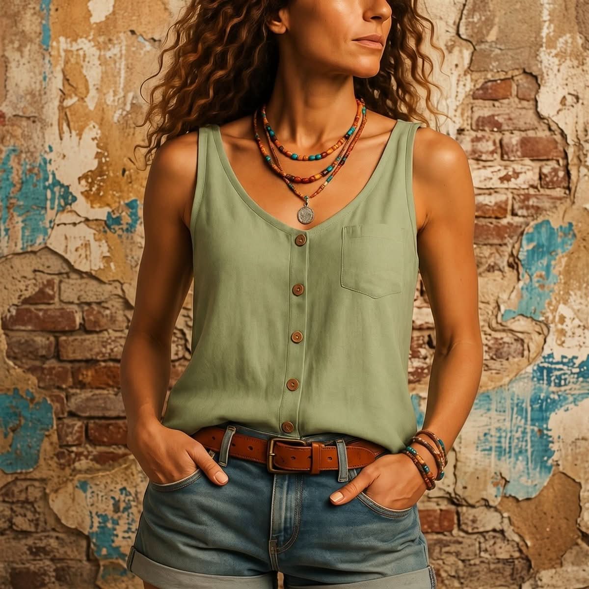 Breezy Summer V Neck Top