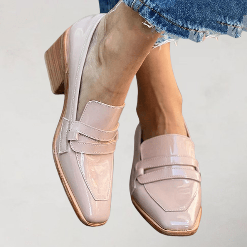 Pink Block Heel Loafers