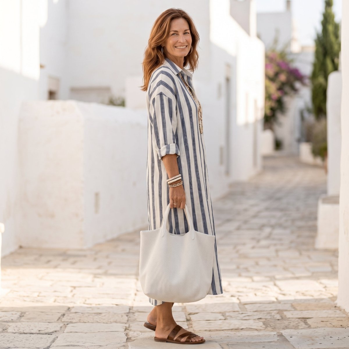 Striped Relaxed Shirt Maxi Dress