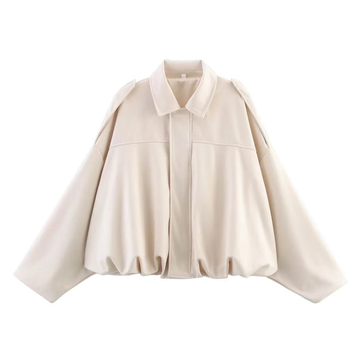 Bat Sleeve Zip Up Pilot Jacket Casual Style