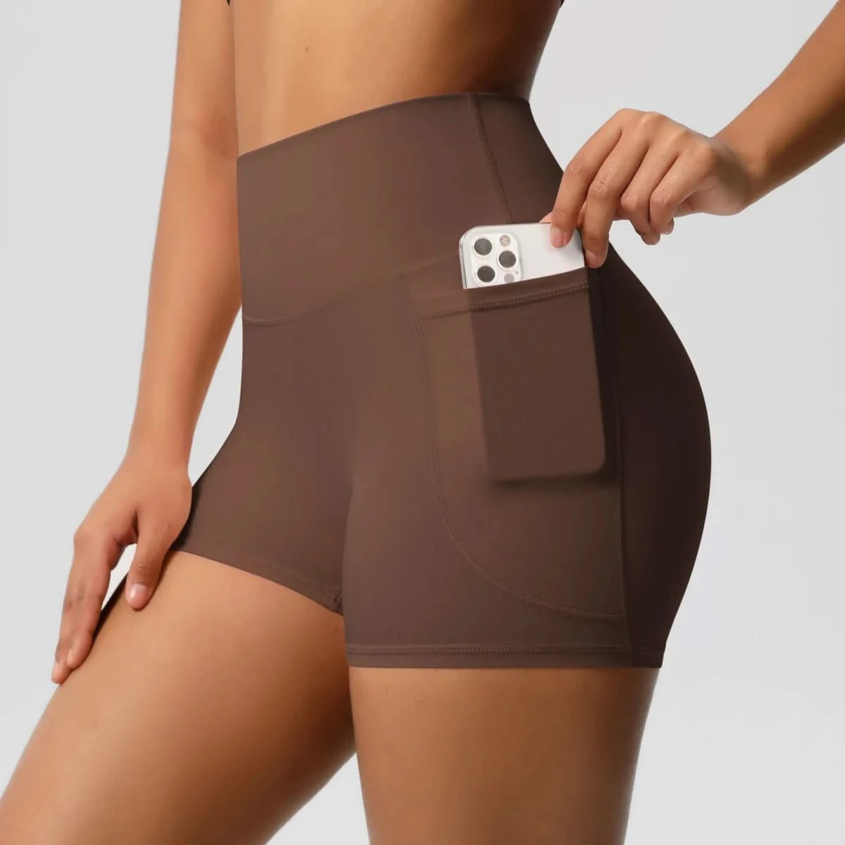 High Waist Pocketed Yoga Shorts