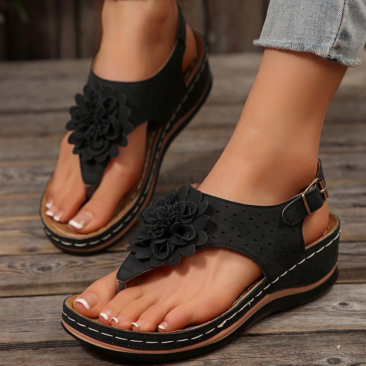 Floral Platform Sandals