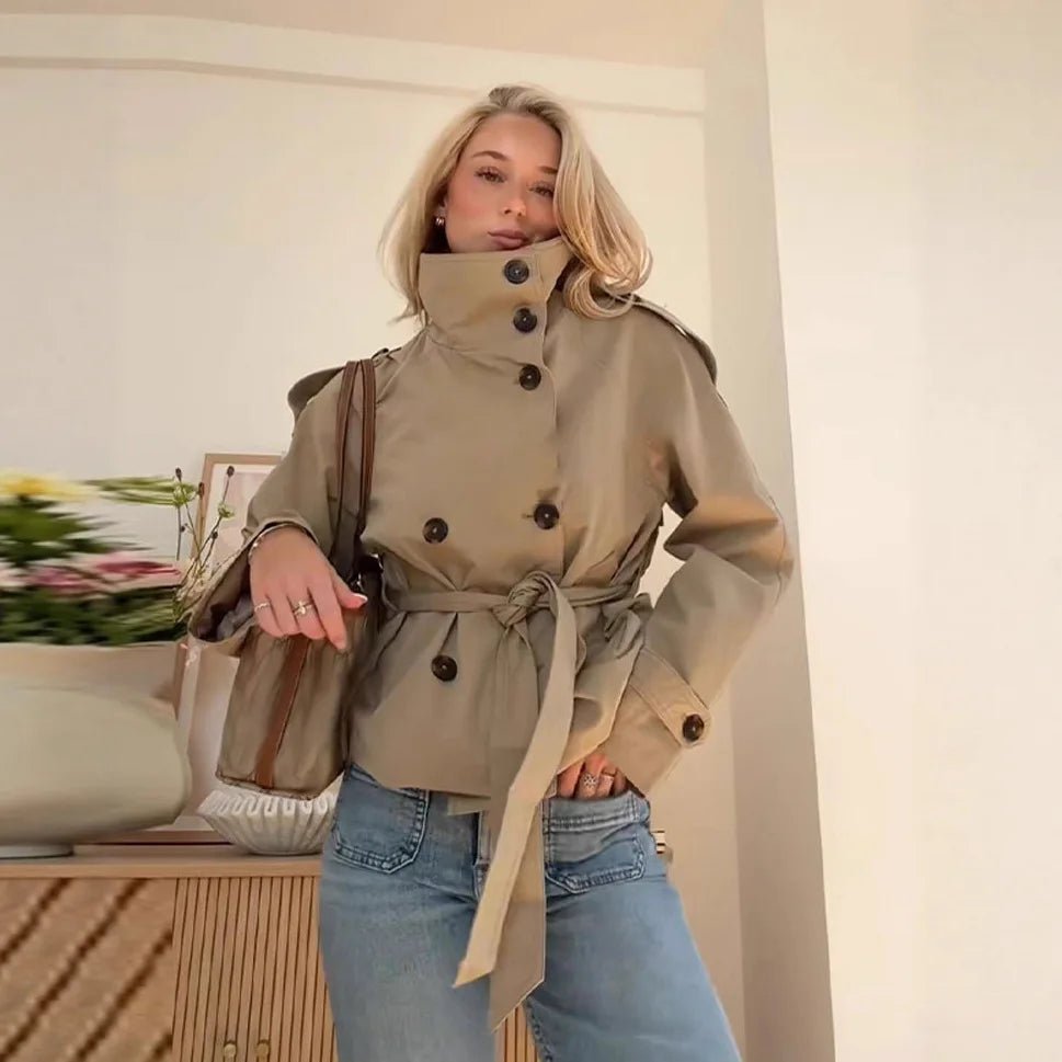 Sleek Double Breasted Trench Coat
