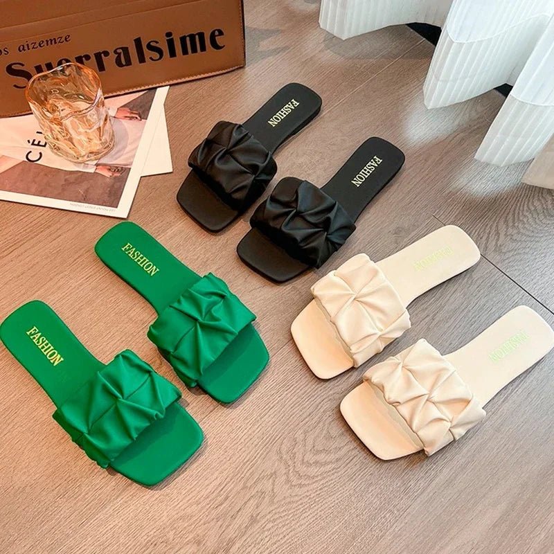 Pleated Summer Flip Flops Sandals