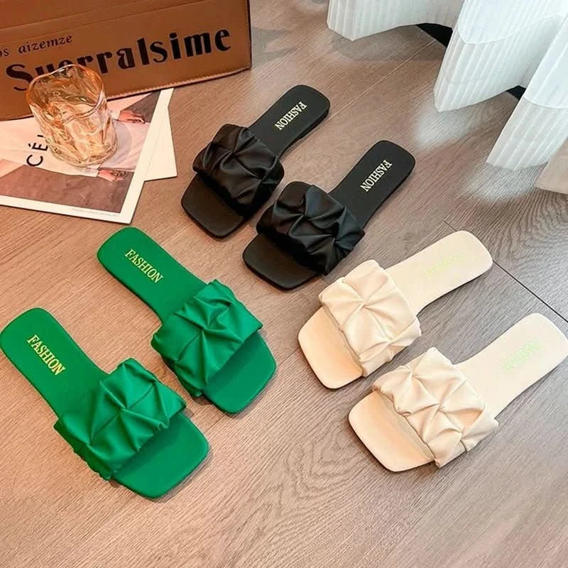 Pleated Summer Flip Flops Sandals