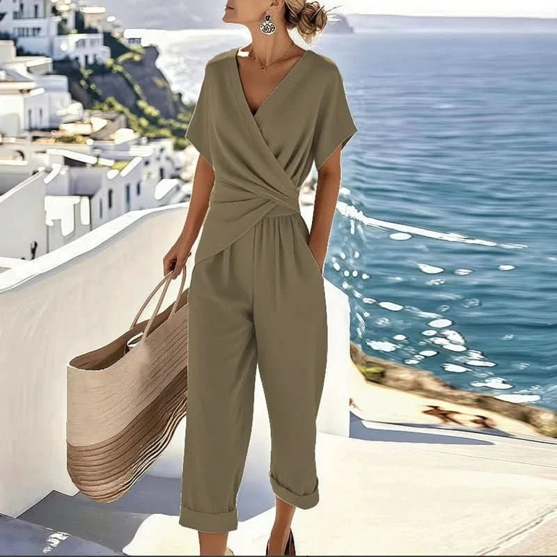 Polished Wrap Top Pants Set Elegant