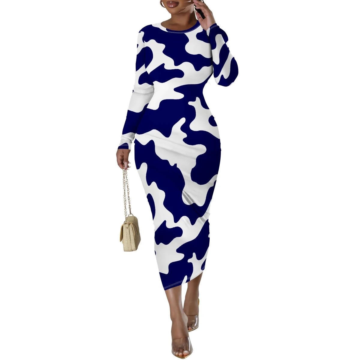 Bold Cow Print Bodycon Dress