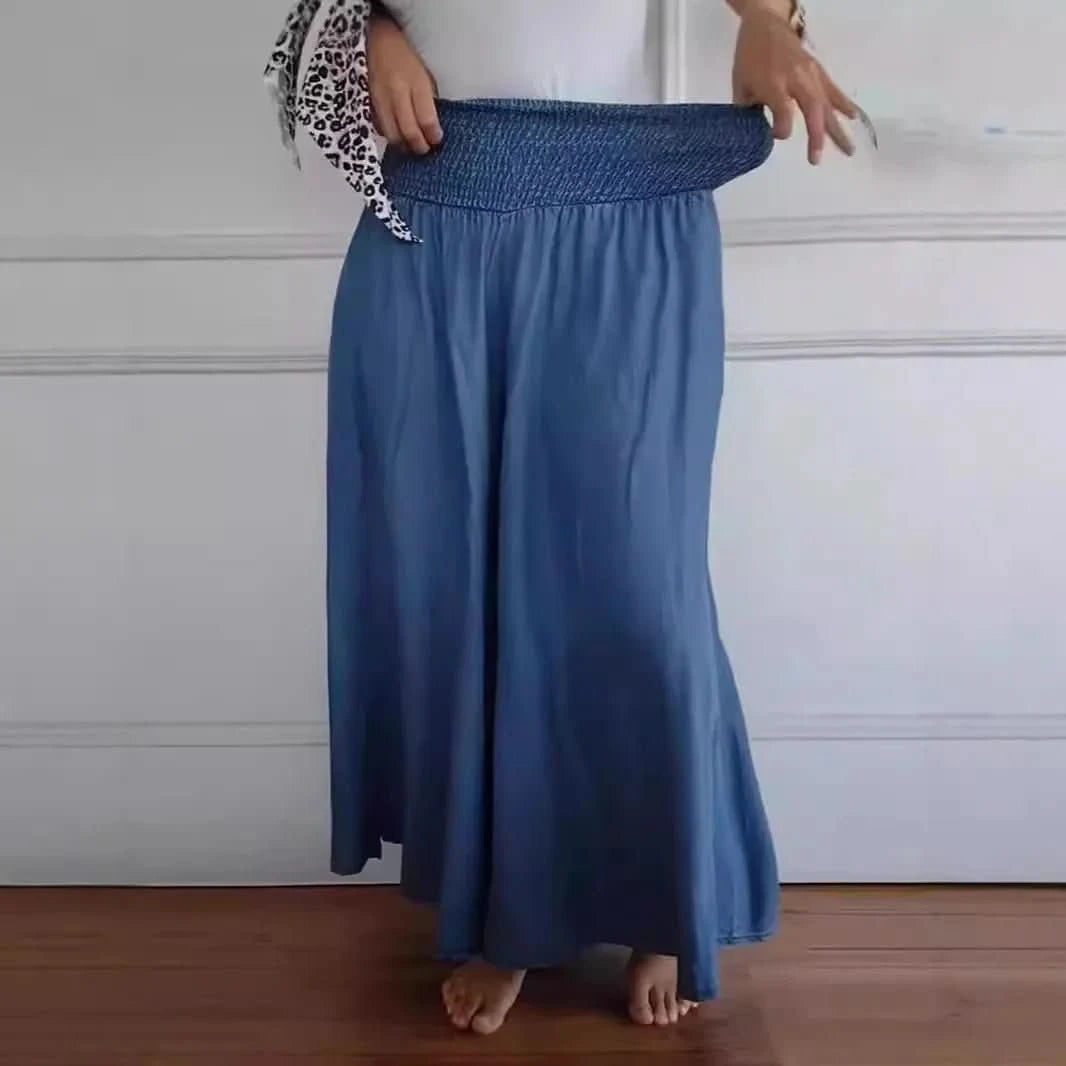 Casual Culotte Skirt Elastic Waist