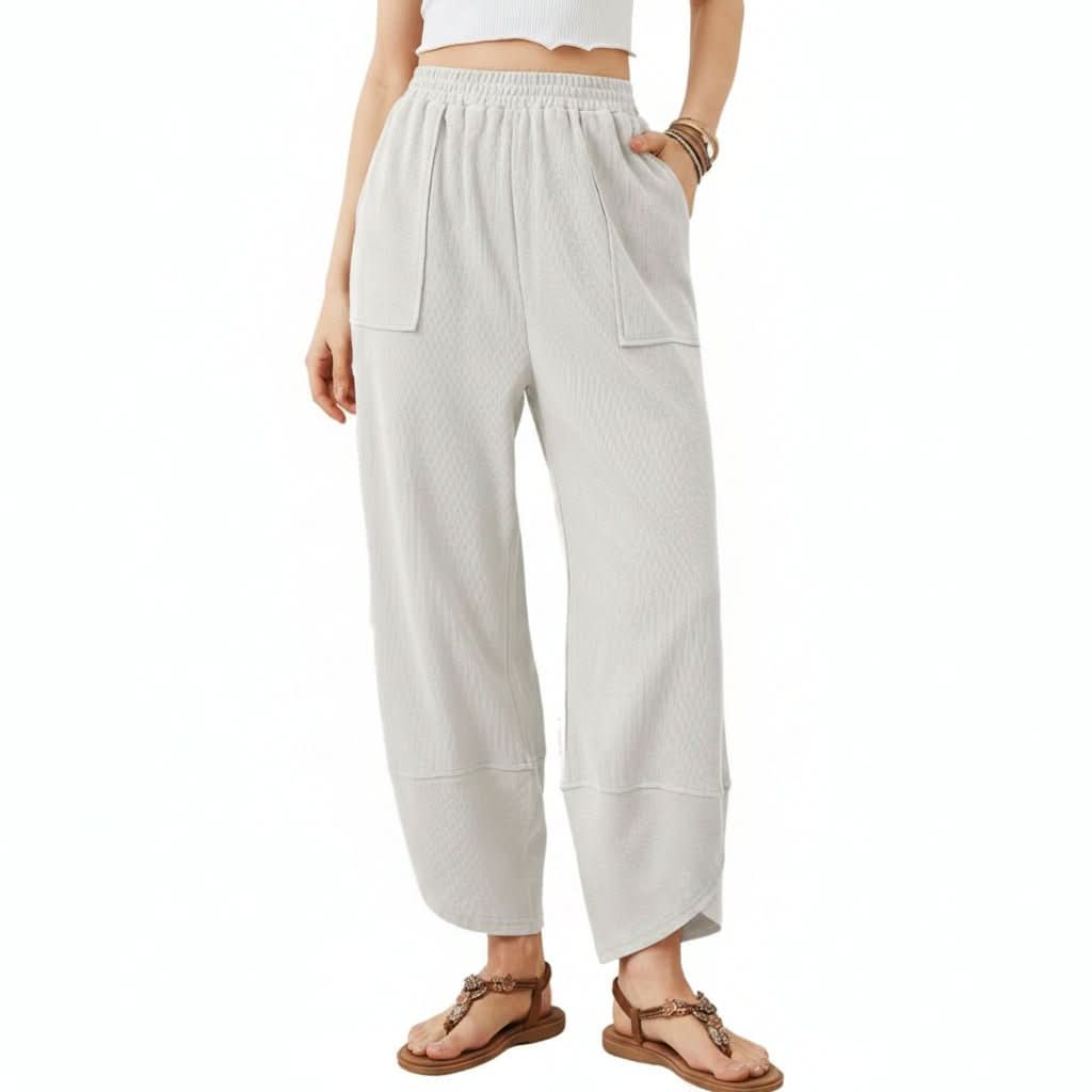 Cozy Elastic Waist Wide Leg Pants