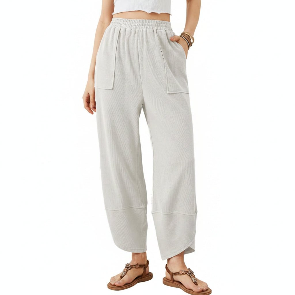 Cozy Elastic Waist Wide Leg Pants