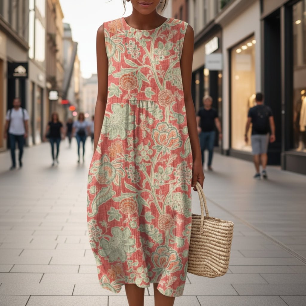 Floral Sleeveless Midi Leisure Dress